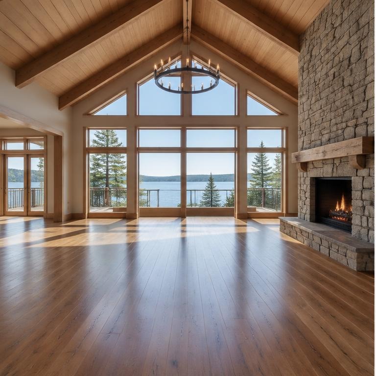 Empty Lake House Great Room
