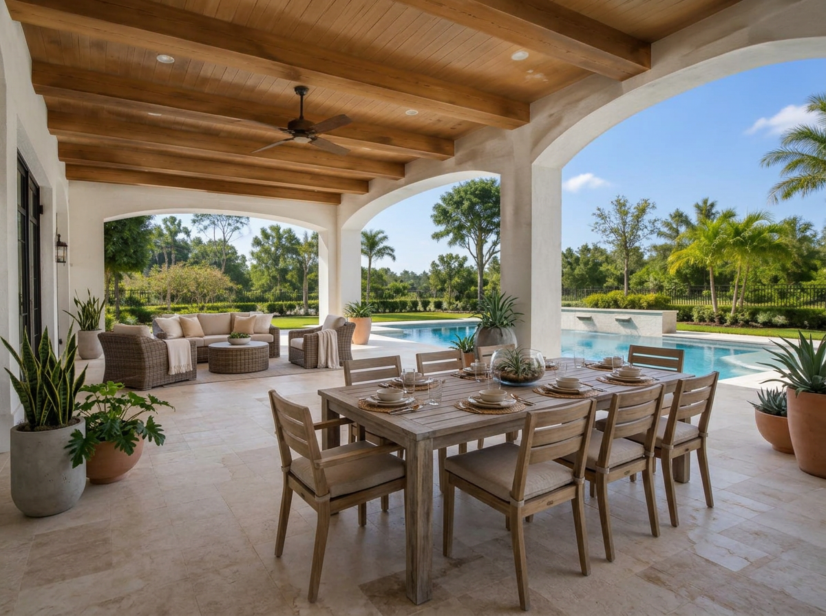 Virtually staged Pool Patio
