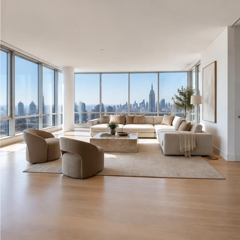 Virtually staged Penthouse Living Room